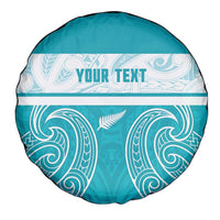 New Zealand Silver Fern Cricket Custom Spare Tire Cover Black Cap Teal Maori Pattern - Polynesian Pride