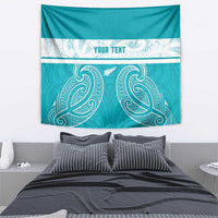 New Zealand Silver Fern Cricket Custom Tapestry Black Cap Teal Maori Pattern - Polynesian Pride