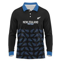 New Zealand Silver Fern Cricket Custom Long Sleeve Polo Shirt Black Cap T20 Version LT14 Black - Polynesian Pride