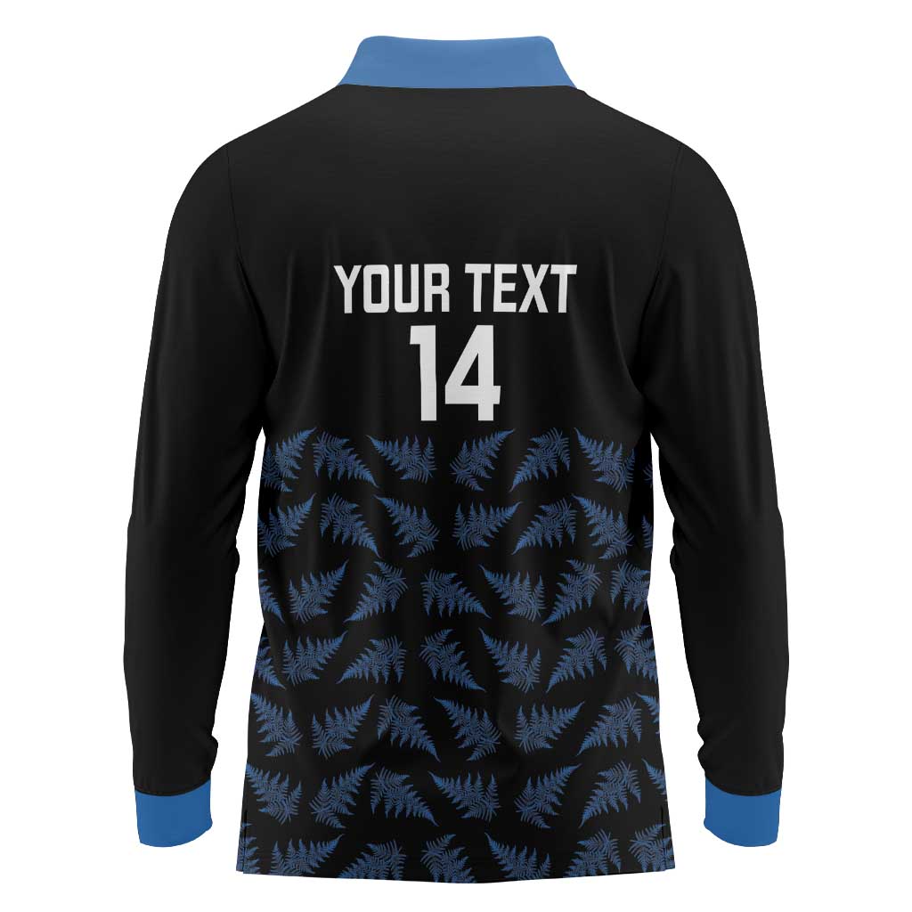 New Zealand Silver Fern Cricket Custom Long Sleeve Polo Shirt Black Cap T20 Version LT14 - Polynesian Pride