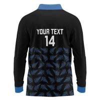 New Zealand Silver Fern Cricket Custom Long Sleeve Polo Shirt Black Cap T20 Version LT14 - Polynesian Pride