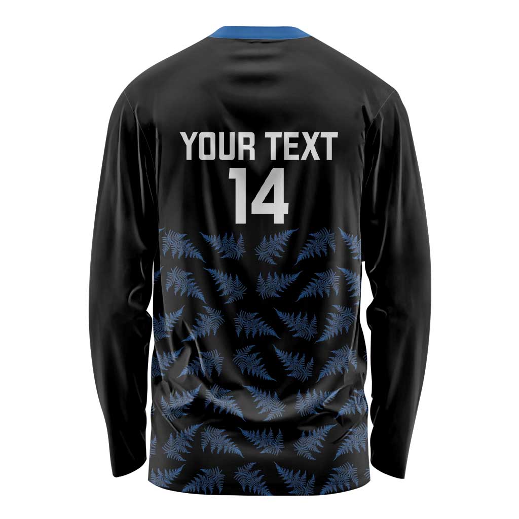 New Zealand Silver Fern Cricket Custom Long Sleeve Shirt Black Cap T20 Version - Polynesian Pride