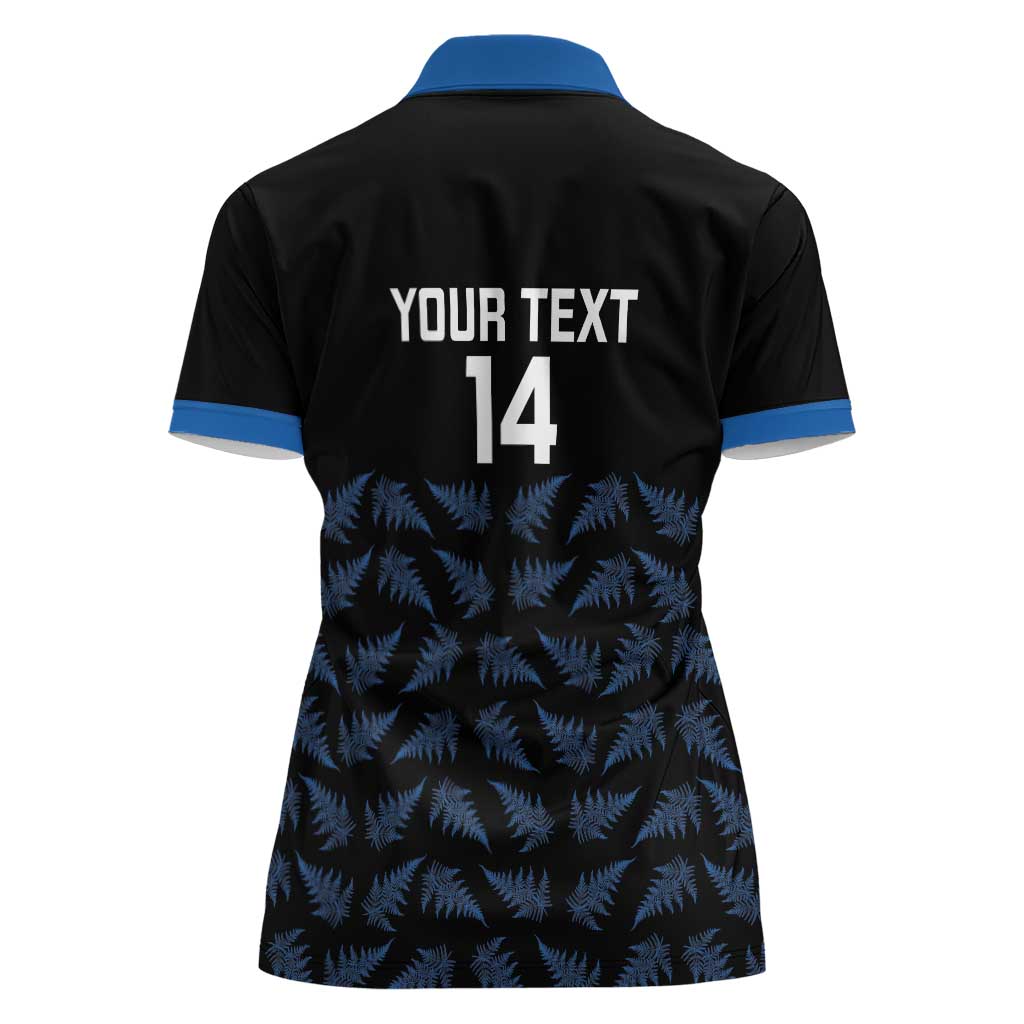New Zealand Silver Fern Cricket Custom Women Polo Shirt Black Cap T20 Version - Polynesian Pride