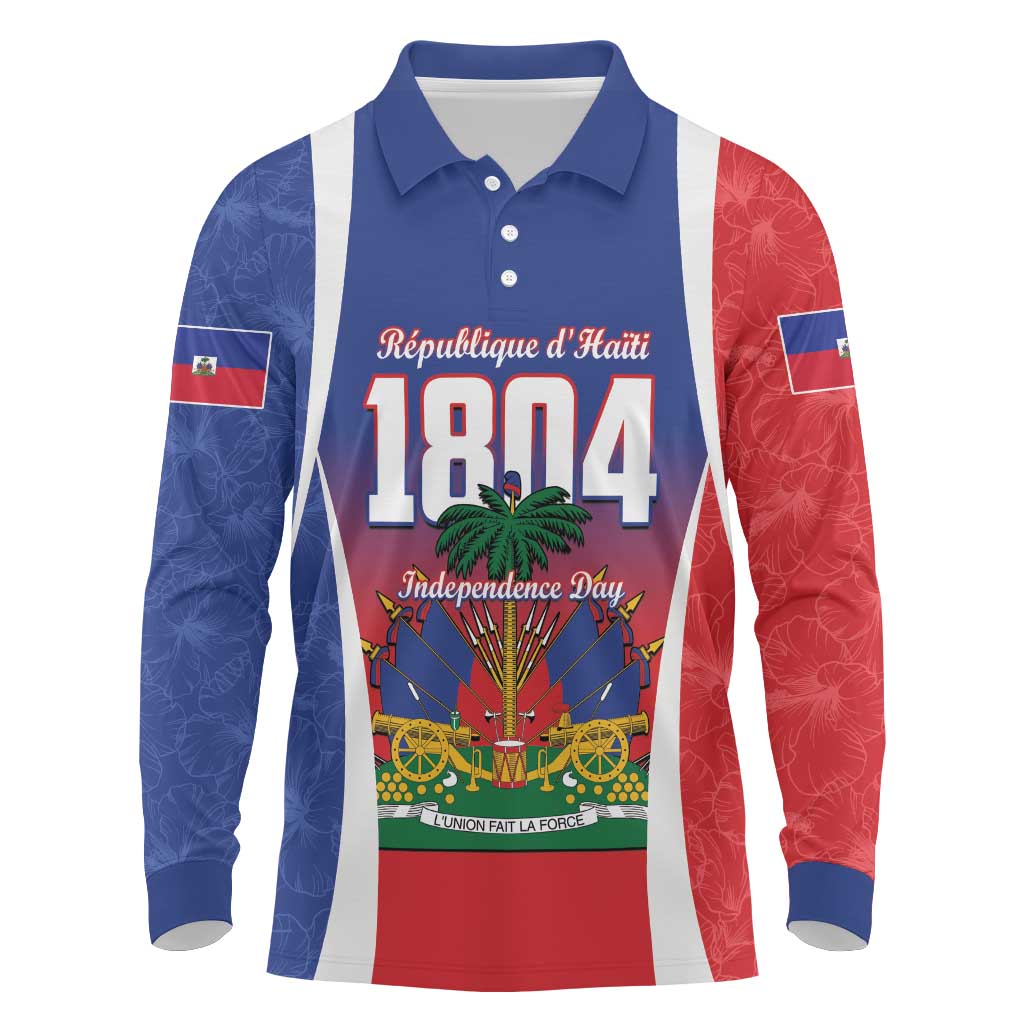 Personalized Haiti 1804 Long Sleeve Polo Shirt Happy Ayiti Independence Day LT14