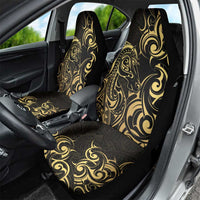 Gold And Black Aoteara Horse Racing Car Seat Cover NZ Maori Pattern