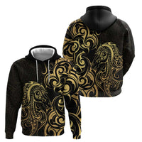 Gold And Black Aoteara Horse Racing Hoodie NZ Maori Pattern