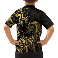 Gold And Black Aotearoa Horse Racing Kid Hawaiian Shirt NZ Maori Pattern LT14 - Polynesian Pride