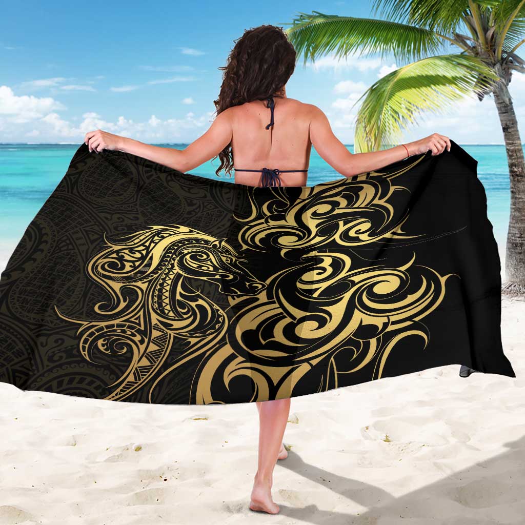 Gold And Black Aoteara Horse Racing Sarong NZ Maori Pattern