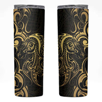 Gold And Black Aoteara Horse Racing Skinny Tumbler NZ Maori Pattern