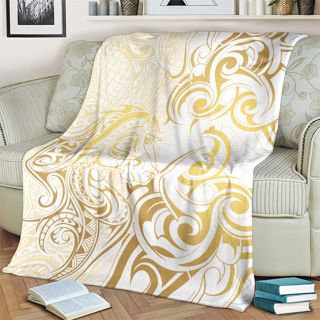 Gold And White Aoteara Horse Racing Blanket NZ Maori Pattern