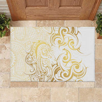 Gold And White Aoteara Horse Racing Rubber Doormat NZ Maori Pattern