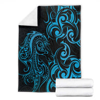 Blue Aoteara Horse Racing Blanket NZ Maori Pattern