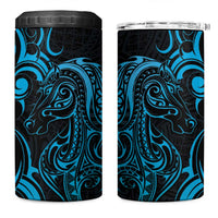 Blue Aoteara Horse Racing 4 in 1 Can Cooler Tumbler NZ Maori Pattern