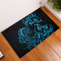 Blue Aoteara Horse Racing Rubber Doormat NZ Maori Pattern