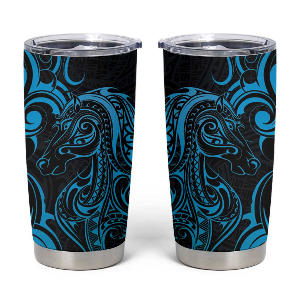 Blue Aoteara Horse Racing Tumbler Cup NZ Maori Pattern