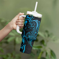 Blue Aoteara Horse Racing Tumbler With Handle NZ Maori Pattern