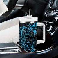 Blue Aoteara Horse Racing Tumbler With Handle NZ Maori Pattern
