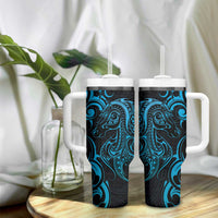 Blue Aoteara Horse Racing Tumbler With Handle NZ Maori Pattern