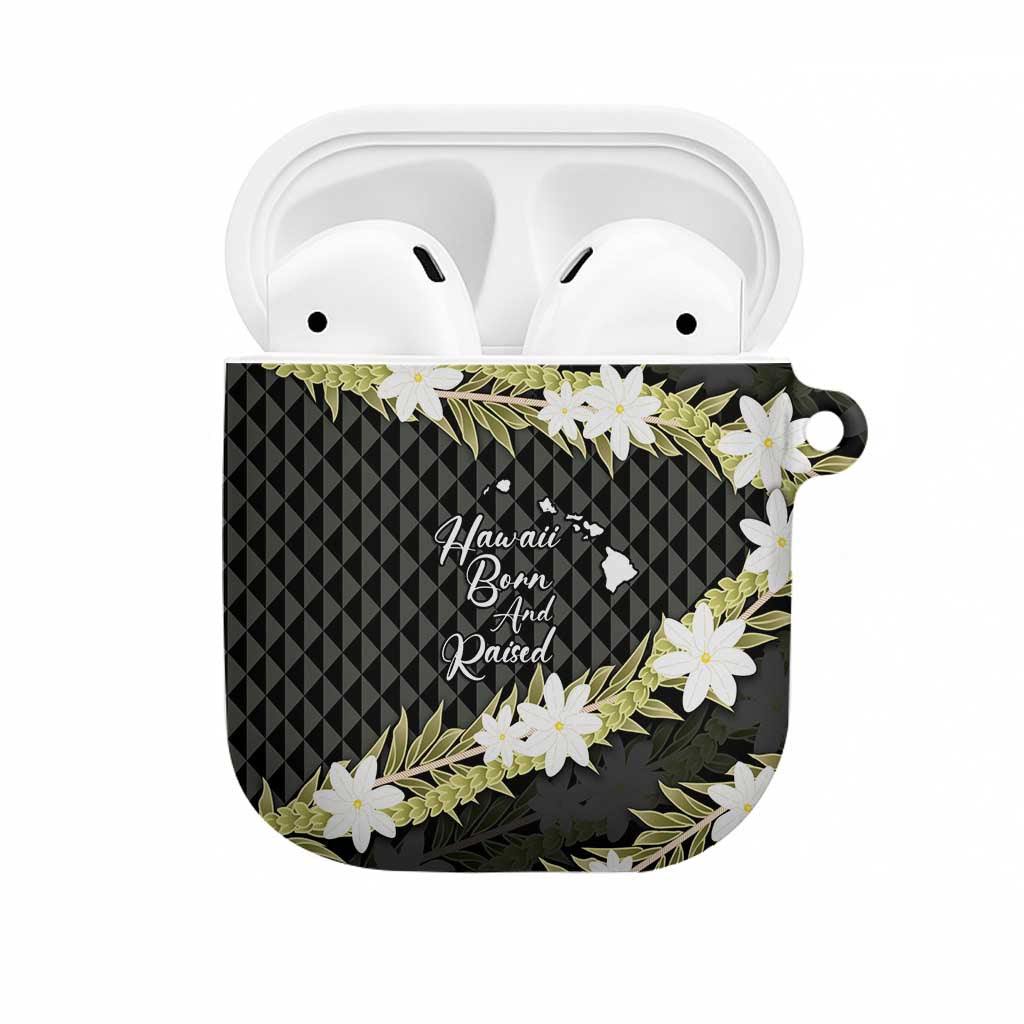 Born And Raised Aloha Hawaii AirPods Case Kanaka Kakau Hawaiian Tiare Pakalana Lei LT14 Black - Polynesian Pride