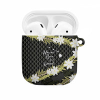 Born And Raised Aloha Hawaii AirPods Case Kanaka Kakau Hawaiian Tiare Pakalana Lei LT14 Black - Polynesian Pride