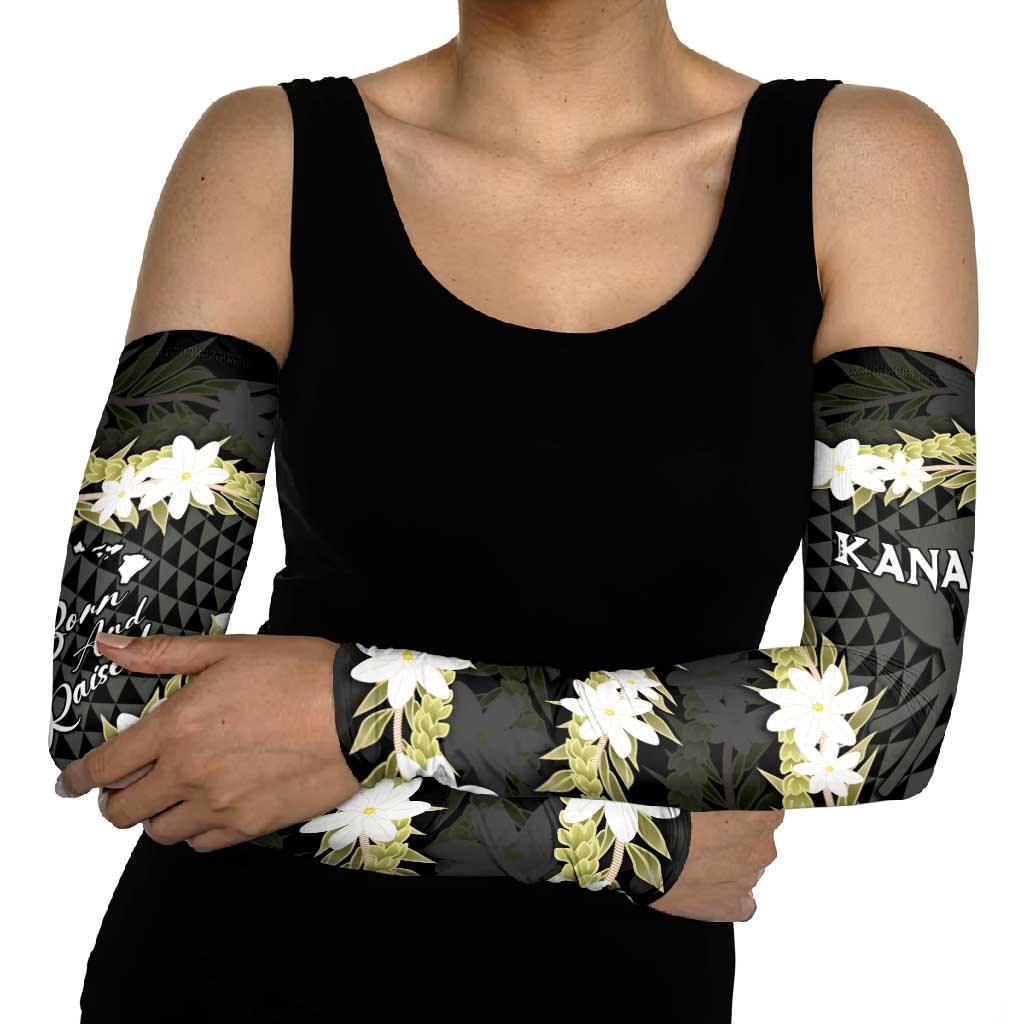 Born And Raised Aloha Hawaii Arm Sleeves Kanaka Kakau Hawaiian Tiare Pakalana Lei LT14 - Polynesian Pride