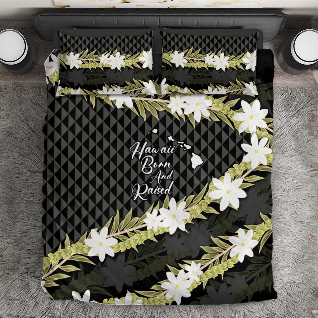 Born And Raised Aloha Hawaii Bedding Set Kanaka Kakau Hawaiian Tiare Pakalana Lei LT14 Black - Polynesian Pride