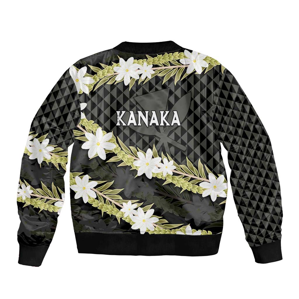Born And Raised Aloha Hawaii Bomber Jacket Kanaka Kakau Hawaiian Tiare Pakalana Lei LT14 - Polynesian Pride