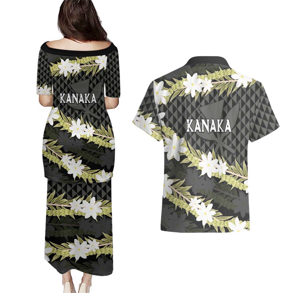 Born And Raised Aloha Hawaii Couples Matching Puletasi and Hawaiian Shirt Kanaka Kakau Hawaiian Tiare Pakalana Lei - Polynesian Pride