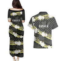 Born And Raised Aloha Hawaii Couples Matching Puletasi and Hawaiian Shirt Kanaka Kakau Hawaiian Tiare Pakalana Lei - Polynesian Pride