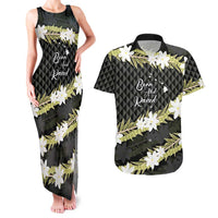 Born And Raised Aloha Hawaii Couples Matching Tank Maxi Dress and Hawaiian Shirt Kanaka Kakau Hawaiian Tiare Pakalana Lei - Polynesian Pride