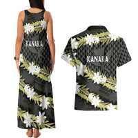 Born And Raised Aloha Hawaii Couples Matching Tank Maxi Dress and Hawaiian Shirt Kanaka Kakau Hawaiian Tiare Pakalana Lei - Polynesian Pride