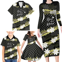 Born And Raised Aloha Hawaii Family Matching Long Sleeve Bodycon Dress and Hawaiian Shirt Kanaka Kakau Hawaiian Tiare Pakalana Lei LT14 - Polynesian Pride