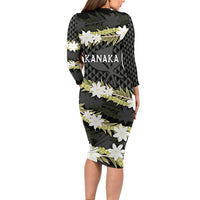Born And Raised Aloha Hawaii Family Matching Long Sleeve Bodycon Dress and Hawaiian Shirt Kanaka Kakau Hawaiian Tiare Pakalana Lei LT14 - Polynesian Pride