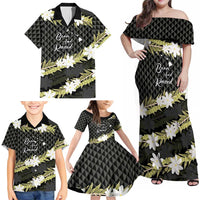 Born And Raised Aloha Hawaii Family Matching Off Shoulder Maxi Dress and Hawaiian Shirt Kanaka Kakau Hawaiian Tiare Pakalana Lei LT14 - Polynesian Pride