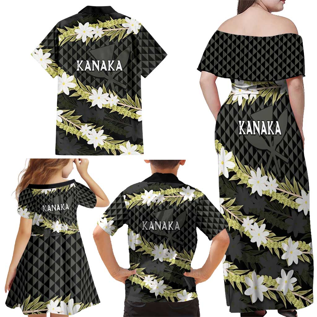 Born And Raised Aloha Hawaii Family Matching Off Shoulder Maxi Dress and Hawaiian Shirt Kanaka Kakau Hawaiian Tiare Pakalana Lei LT14 - Polynesian Pride