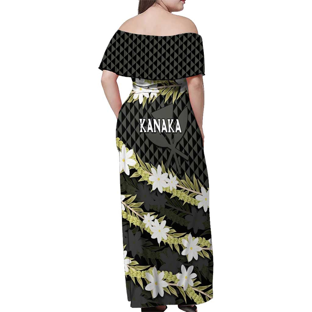 Born And Raised Aloha Hawaii Family Matching Off Shoulder Maxi Dress and Hawaiian Shirt Kanaka Kakau Hawaiian Tiare Pakalana Lei LT14 - Polynesian Pride