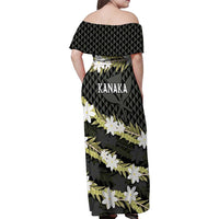 Born And Raised Aloha Hawaii Family Matching Off Shoulder Maxi Dress and Hawaiian Shirt Kanaka Kakau Hawaiian Tiare Pakalana Lei LT14 - Polynesian Pride