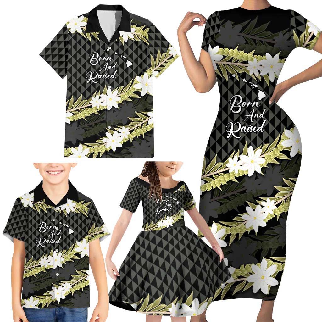 Born And Raised Aloha Hawaii Family Matching Short Sleeve Bodycon Dress and Hawaiian Shirt Kanaka Kakau Hawaiian Tiare Pakalana Lei LT14 - Polynesian Pride