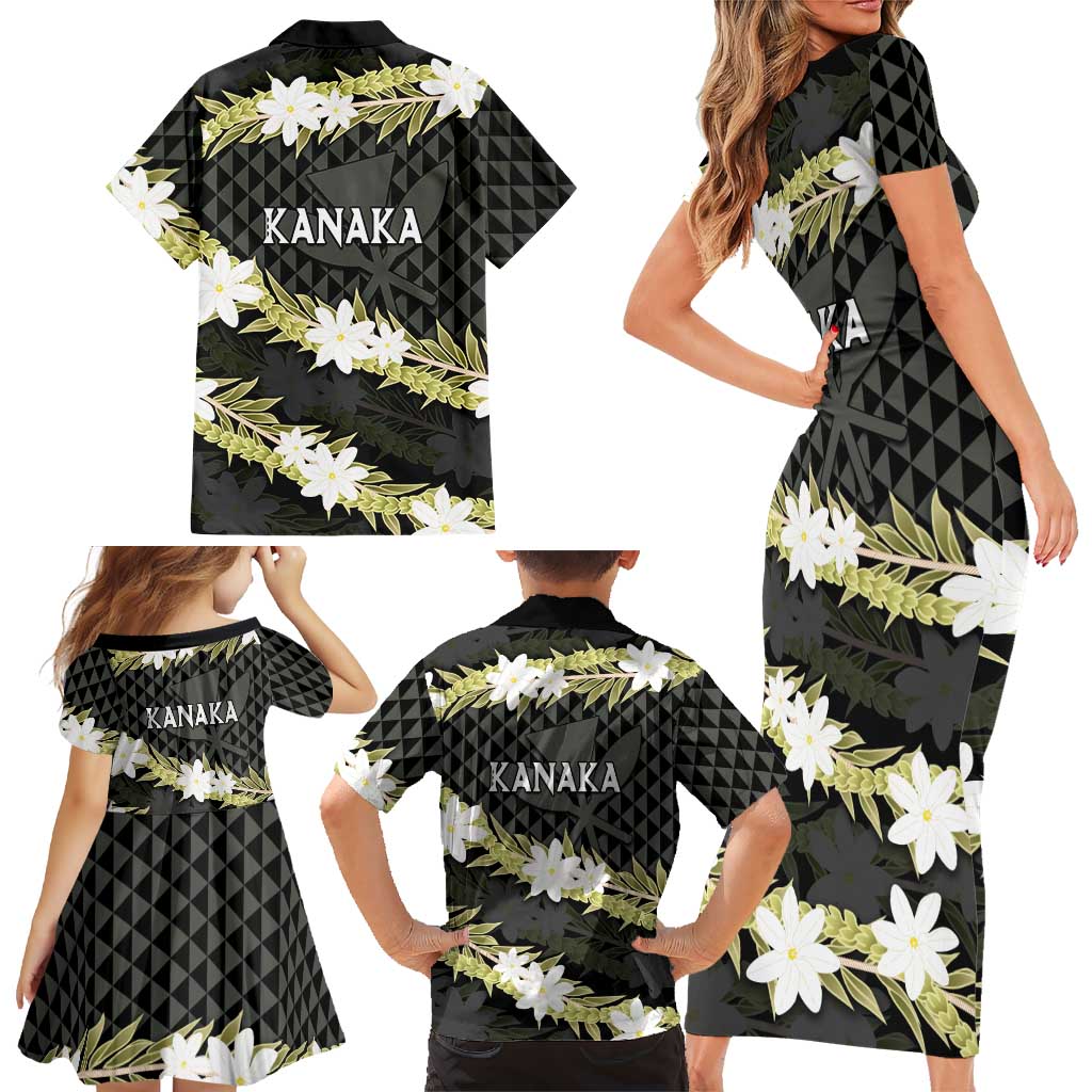 Born And Raised Aloha Hawaii Family Matching Short Sleeve Bodycon Dress and Hawaiian Shirt Kanaka Kakau Hawaiian Tiare Pakalana Lei LT14 - Polynesian Pride