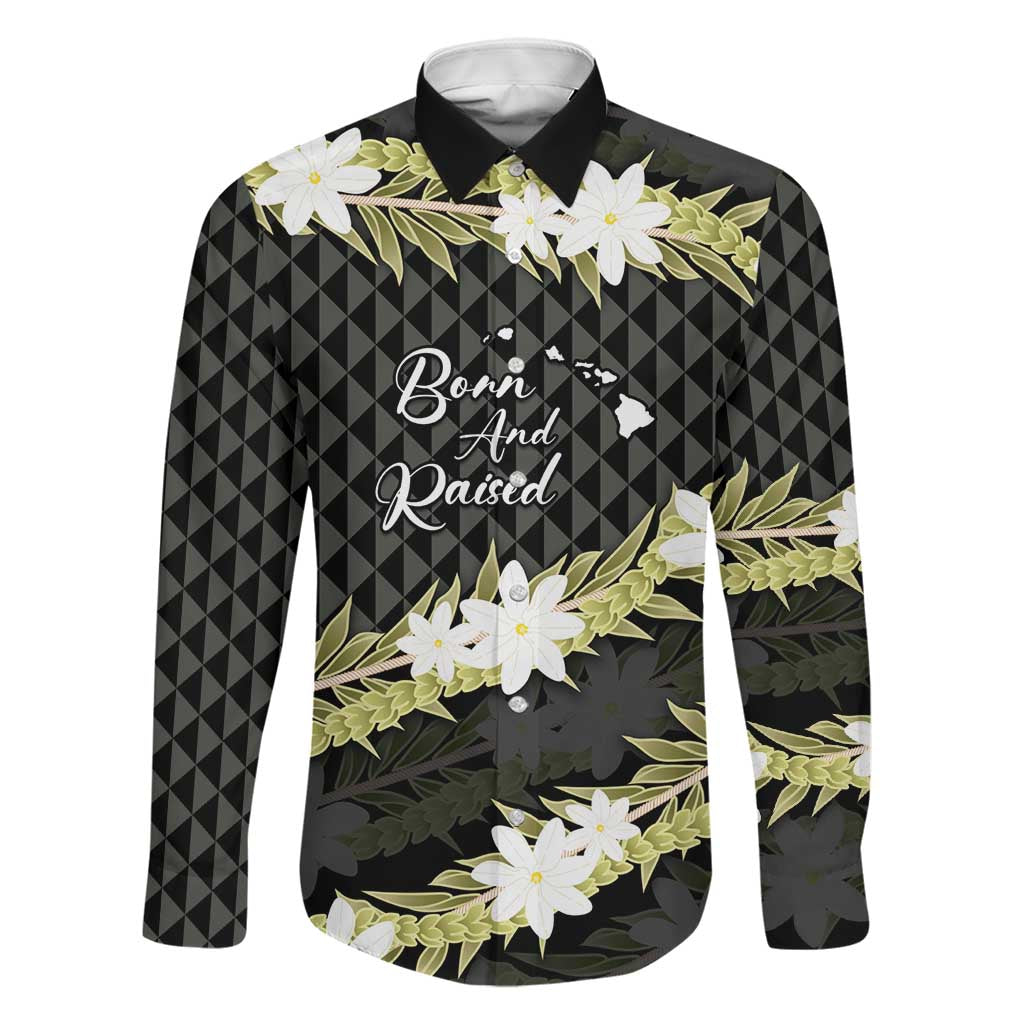 Born And Raised Aloha Hawaii Family Matching Short Sleeve Bodycon Dress and Hawaiian Shirt Kanaka Kakau Hawaiian Tiare Pakalana Lei LT14 Dad's Shirt - Long Sleeve Black - Polynesian Pride