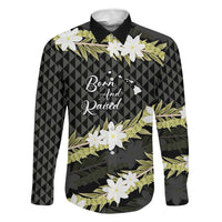 Born And Raised Aloha Hawaii Family Matching Short Sleeve Bodycon Dress and Hawaiian Shirt Kanaka Kakau Hawaiian Tiare Pakalana Lei LT14 Dad's Shirt - Long Sleeve Black - Polynesian Pride