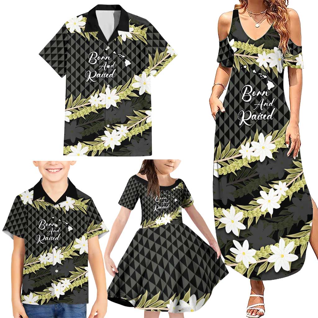 Born And Raised Aloha Hawaii Family Matching Summer Maxi Dress and Hawaiian Shirt Kanaka Kakau Hawaiian Tiare Pakalana Lei - Polynesian Pride