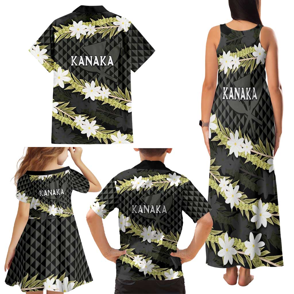 Born And Raised Aloha Hawaii Family Matching Tank Maxi Dress and Hawaiian Shirt Kanaka Kakau Hawaiian Tiare Pakalana Lei - Polynesian Pride
