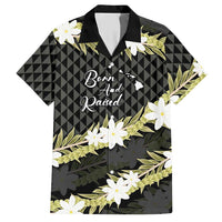 Born And Raised Aloha Hawaii Hawaiian Shirt Kanaka Kakau Hawaiian Tiare Pakalana Lei LT14 Black - Polynesian Pride