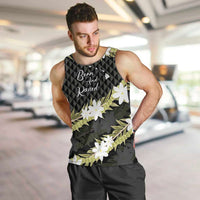 Born And Raised Aloha Hawaii Men Tank Top Kanaka Kakau Hawaiian Tiare Pakalana Lei LT14 Black - Polynesian Pride