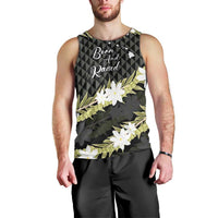 Born And Raised Aloha Hawaii Men Tank Top Kanaka Kakau Hawaiian Tiare Pakalana Lei LT14 - Polynesian Pride