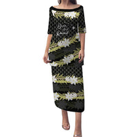 Born And Raised Aloha Hawaii Puletasi Kanaka Kakau Hawaiian Tiare Pakalana Lei LT14 Long Dress Black - Polynesian Pride