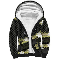 Born And Raised Aloha Hawaii Sherpa Hoodie Kanaka Kakau Hawaiian Tiare Pakalana Lei LT14 Unisex Black - Polynesian Pride