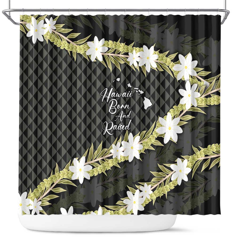 Born And Raised Aloha Hawaii Shower Curtain Kanaka Kakau Hawaiian Tiare Pakalana Lei LT14 Black - Polynesian Pride