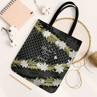 Born And Raised Aloha Hawaii Tote Bag Kanaka Kakau Hawaiian Tiare Pakalana Lei LT14 Black Strap One Size Black - Polynesian Pride